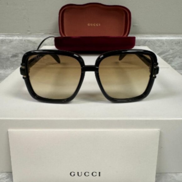 GUCCI | NEW | 1066S | 1066S - 003 | BLACK - GREEN | GRADIENT BROWN - Picture 1 of 8